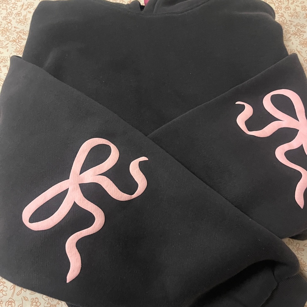 Edikted Black Sweater with Pink Ribbon Details